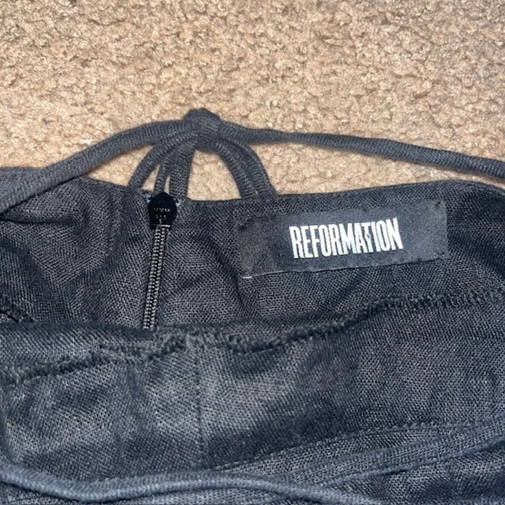Reformation Oregano Jumpsuit Lace Up Back‎ Linen Black 2